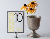 Wedding Table Numbers / Wedding Table Cards / Modern / Yellow / Grey / Names / 7