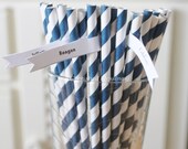 50 Navy Blue Paper Straws Striped Retro Vintage Style Carnival Circus Wedding Birthday Bridal Baby Shower W/ Printable Flags I Created Il_170x135