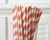 100 Orange Paper Straws Striped Retro Vintage Style Carnival Circus Wedding Birthday Bridal Baby Shower W/ Printable Flags I Created Il_170x135