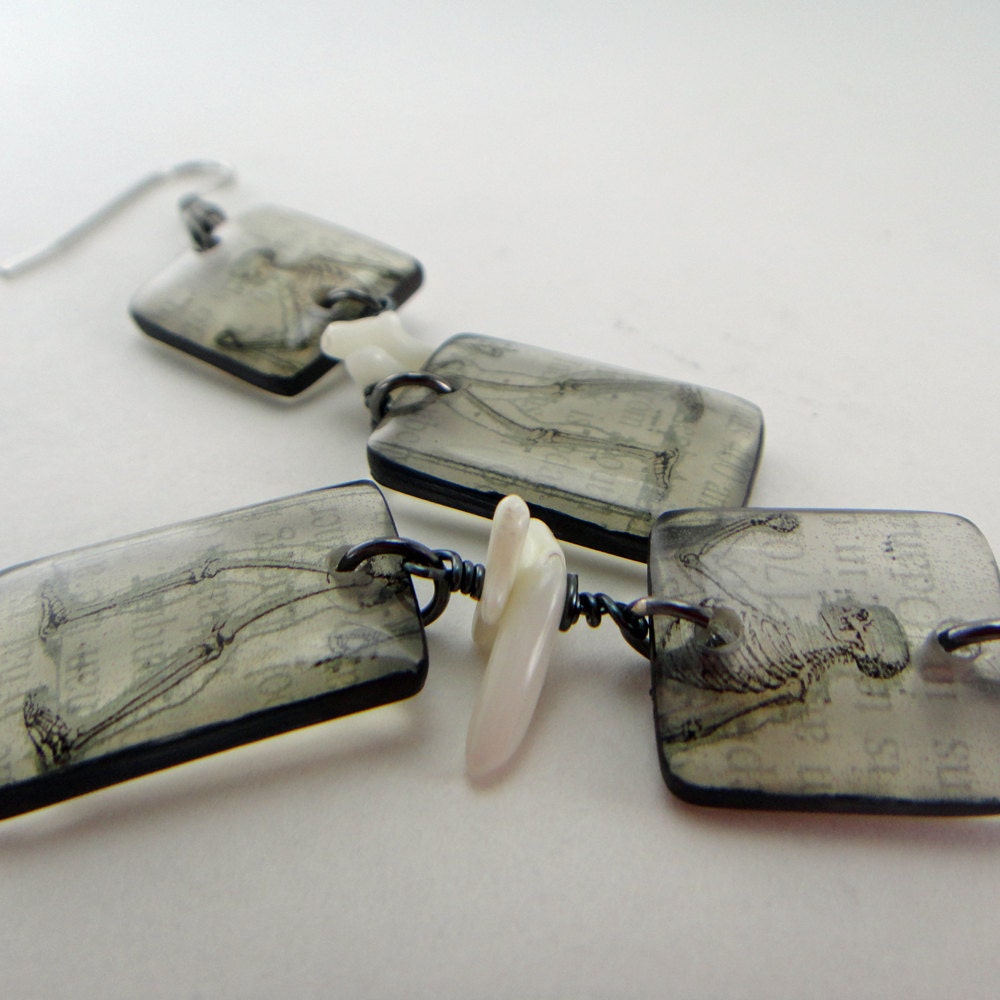 dancing skelton earrings, halloween earrings, bone man earrings, goth earrings, gift s under 20