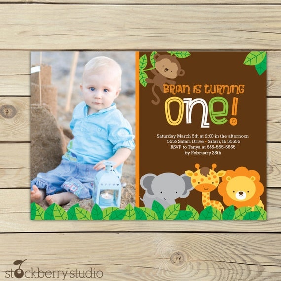 Safari Birthday Printable Jungle Animals Invitation party 5x7 invitation Il_570xn