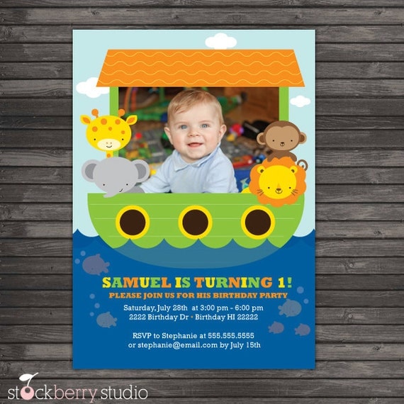 Noah's Ark Birthday or Baby Shower Printable Invitation Il_570xn