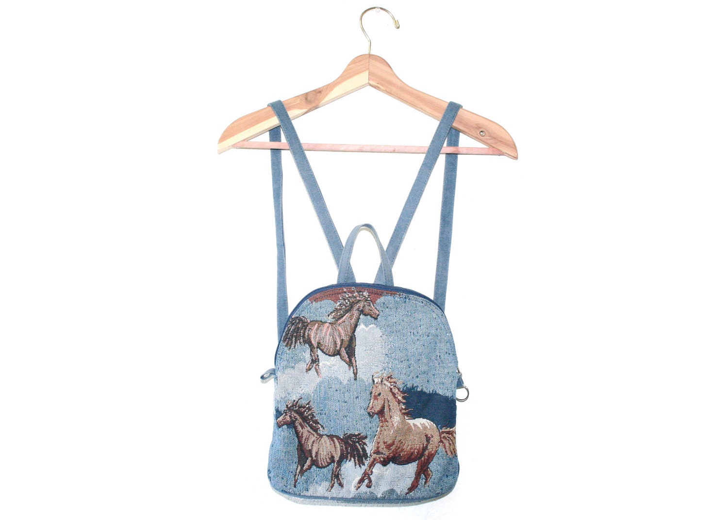Reserved For Loli // Wild Running Horses // Vintage Tapestry Mini Backpack