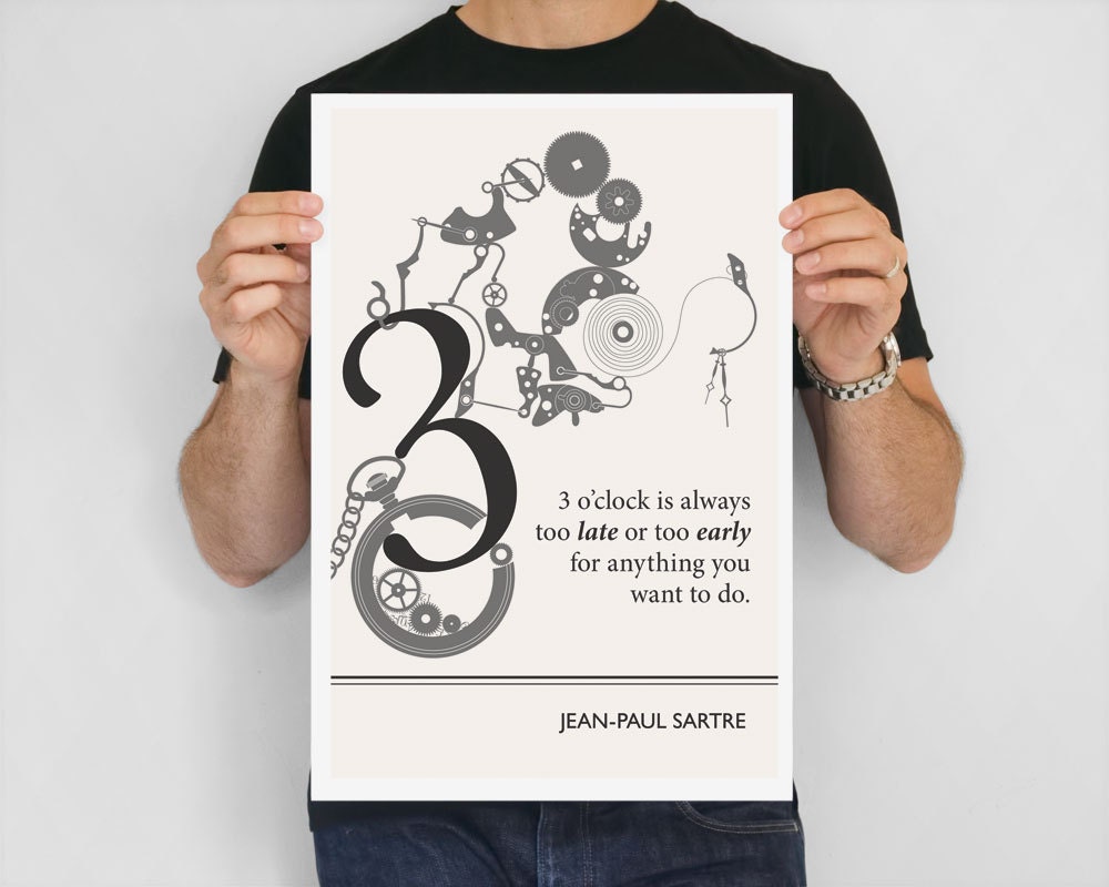 Illustration, Jean-Paul Sartre Quote, Fine Art Prints and Art Posters, Philosophy Quote, Philosopher, Minimalist Drawing
