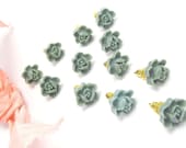 SIX  PAIRS greenish blue Lilly Foral Posts Earrings 60 Dollars-Feminine Pretty- weddings, bridal party - 4TasteofShabbyChic