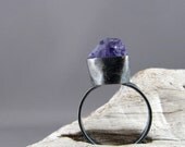 Raw Amethyst Oxidized Sterling Silver Ring
