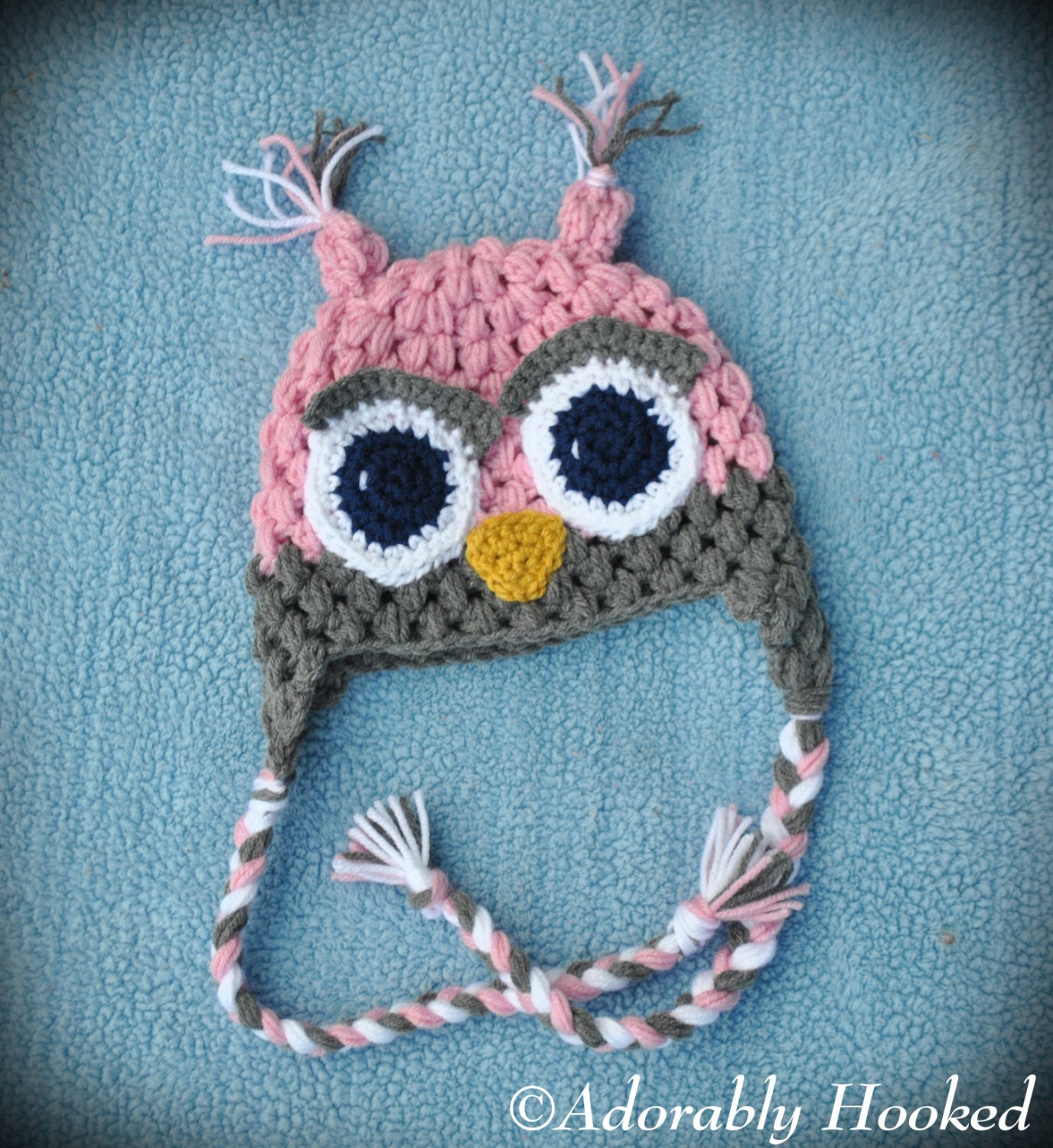 Crochet Owl Hat with Ear Flaps - MADE TO ORDER - Baby to Toddler Size