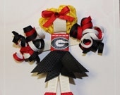 GEORGIA Bulldogs- red, white, black- Custom CHEERLEADER Hair Clip Bows