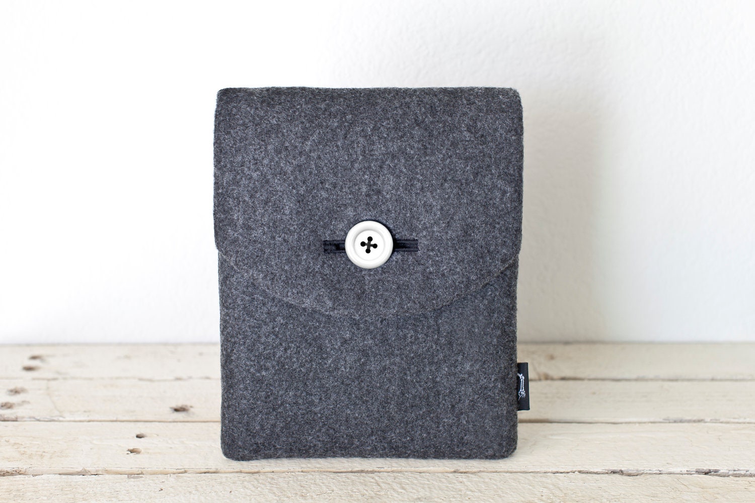 iPad  Mini Case, iPad Mini Sleeve, iPad Mini Cover - "Soul Sleeve" Padded with Pocket - Grey Eco Wool White