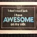 Blue AWESOME linocut print poster