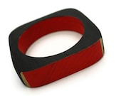 Square wood bangle red black and gold christmas gifts for her - Ahkriti