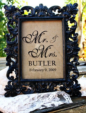 Burlap Family Sign 4x6