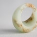 pale mint dome ring with suspended gold flakes eco resin