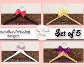 15% off Set of 5 Personalized Custom Bridal Hanger, Brides Hanger, Bride, Name Hanger, Wedding Hanger, Personalized Bridal Gift