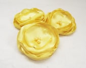 Yellow Fabric Flowers sew on applique glue on embellishments sunshine satin flowers europeanstreetteam