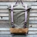 Waxed canvas rucksack/backpack with roll up top and double waxed bottom UNISEX