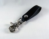 SALE - Leather belt loop keychain - Black - Snap