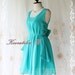 A Party V Shape Style - Cocktail Prom Party Dinner Wedding Night Dress Mint Blue Full Lined Deep Back Bow Tie Sexy Charming Looks