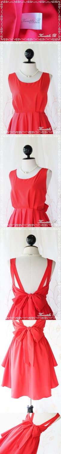A Party  V Shape - Prom Party Cocktail Bridesmaid Dinner Wedding Night Dress Asymmetric Hem Bright Red Sweet Gorgeous Glamorous Dress