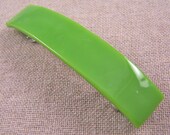 Tiffany Glass Barrette - 3.5" 9cm - Spring Leaf Pea GREEN - Simple Fashion Design Monochrome Basic