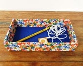 Fabric Wrapped Pencil Tray, Desk Organizer, Accessories Tray for Desktop in an Office, Studio, or Dorm Room