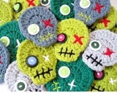 Zombie Crochet Skull Pin Brooch Ornament - Halloween Decorations by Julian Bean