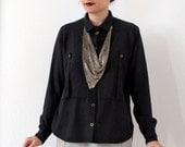 SALE Victorine Blouse - Black Raw Silk LAST ONE