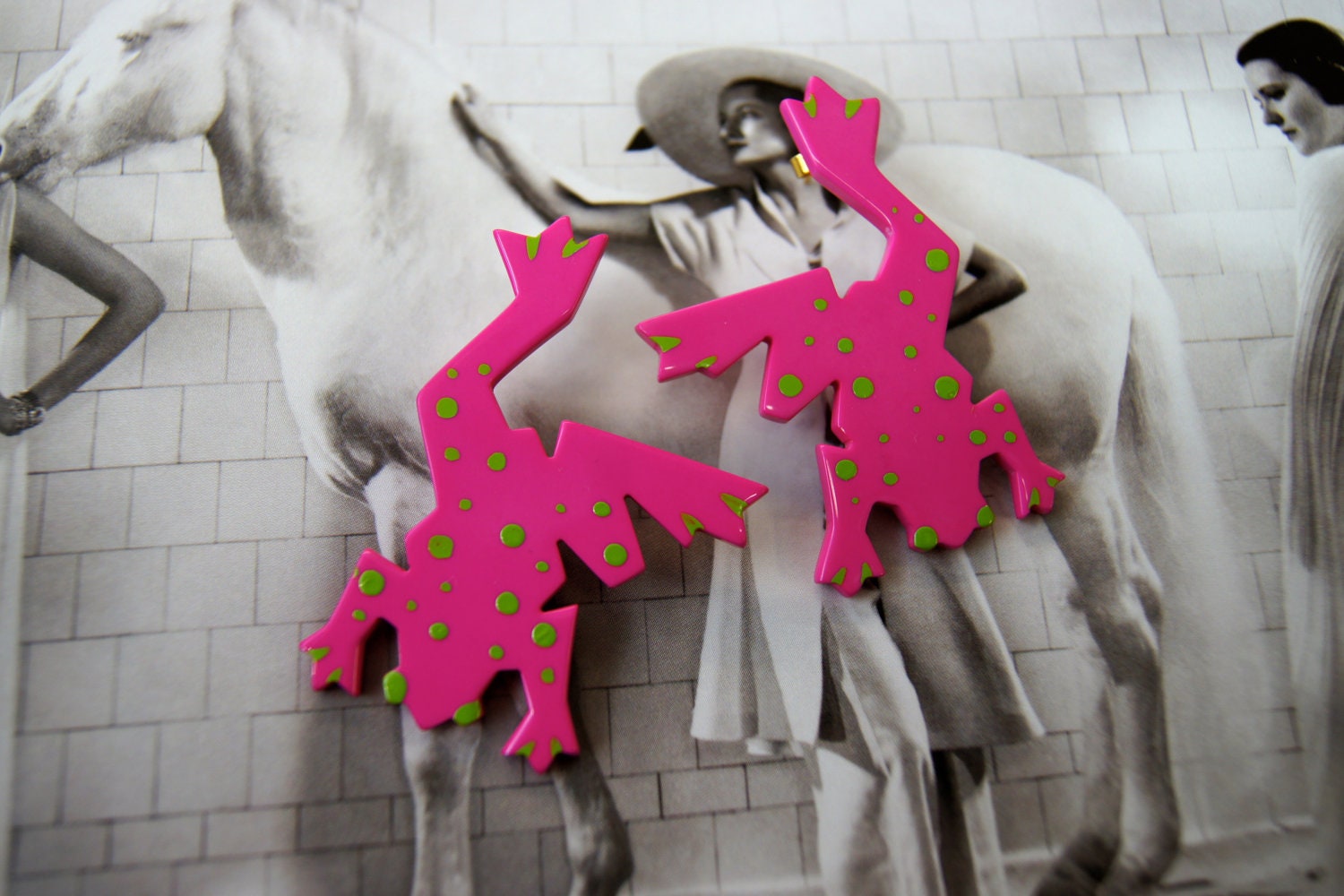 Vintage 1970's Frog GUILLEMETTE L'HOIR Paris Earrings
