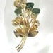 BIG SALE Vintage Jade and Pearl Flower Boquete Brooch Pin , Gold Plated Filigree