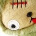 Kawaii ZOMBIE Teddy Bear Plushie in Green Faux Beaver Fur Large ZOMBEAR Limited Quanity