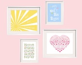 You Are My Sunshine Print set 8x10 and 5x7 in pink blue yellow and green FREE SHIPPING