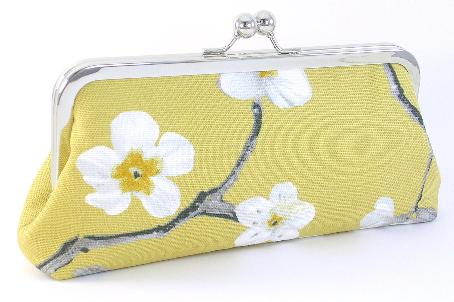 Yellow Gold Flower Clutch Metal Frame Purse