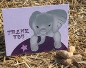 Circus Elephant Thank You Cards - Purple / Set of 10