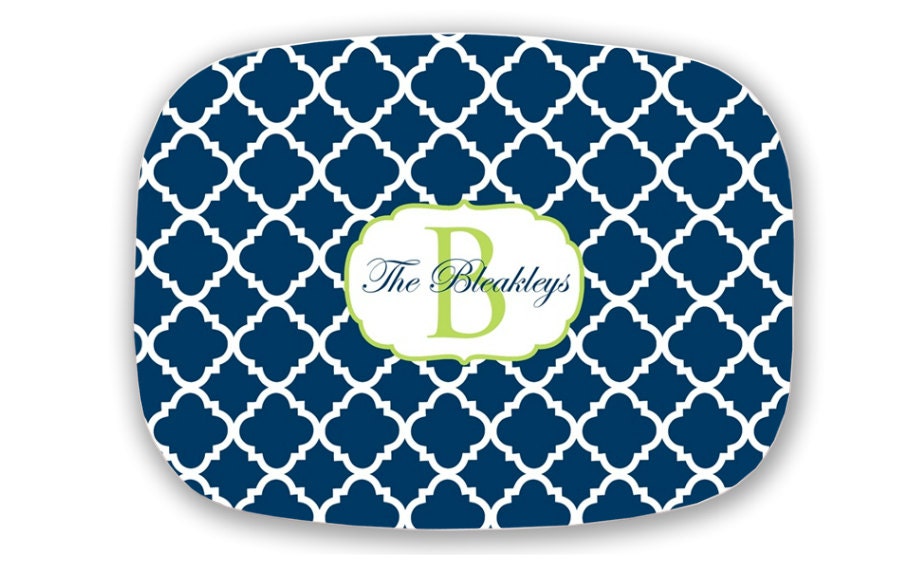 Personalized Melamine Platter with Monogram Choose your Colors- Wedding Gift