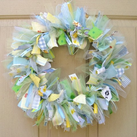 Newborn Baby Boy Fabric Wreath, Nursery Decor, New Baby Boy, Baby Shower Decoration, Boys Room Decoration, Wreath for Hospital Door