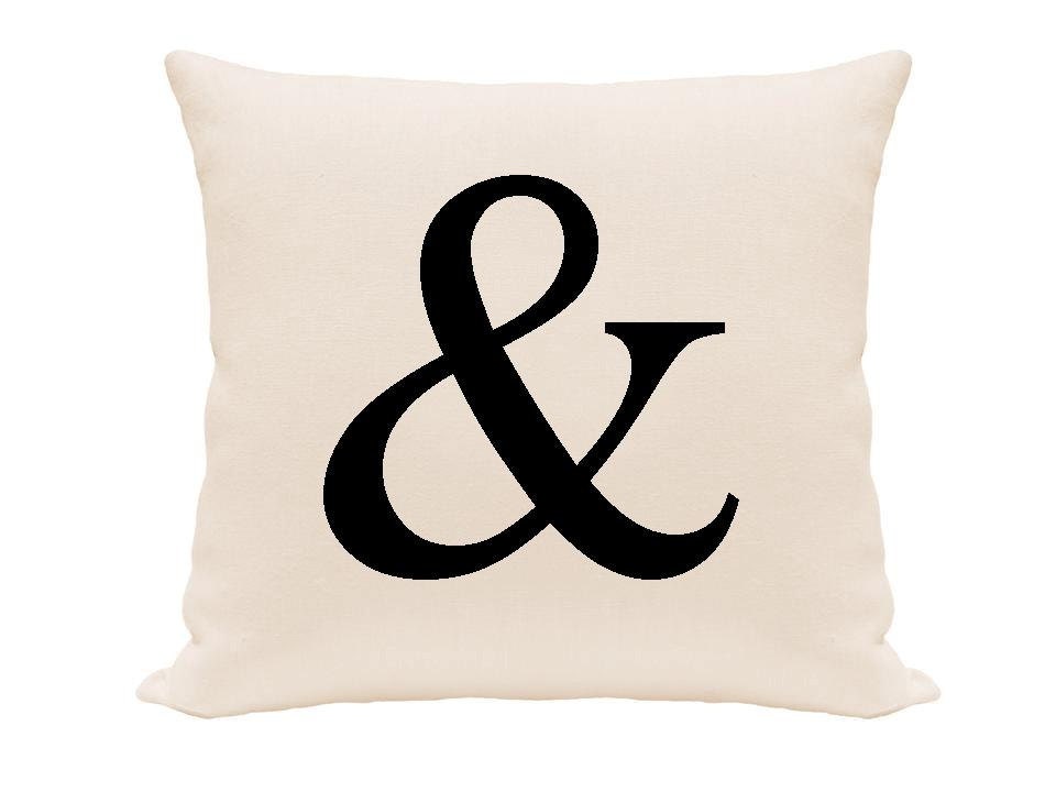 FREE USA SHIPPING: Ampersand sign printed pillow cover, 14 inch natural and black pillow