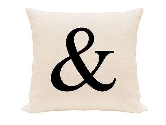 FREE USA SHIPPING: Ampersand sign printed pillow cover, 14 inch natural and black pillow