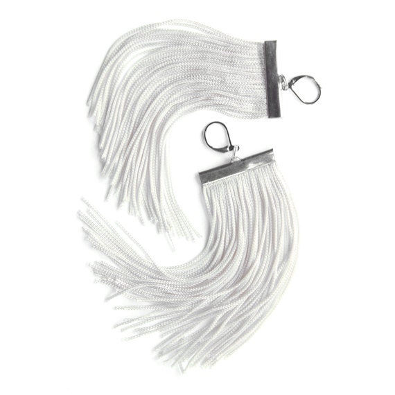 Cream Short Fringe Earrings