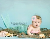 Newborn -6 months mermaid cocoon and bandeau / bikini top Newborn photo props photography