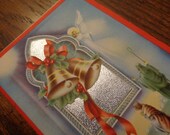 Foiled, Embossed & Diecut,  1940s Sheperds With Angel BEAUTIFUL Christmas card, Old French fold, luscious matte paper