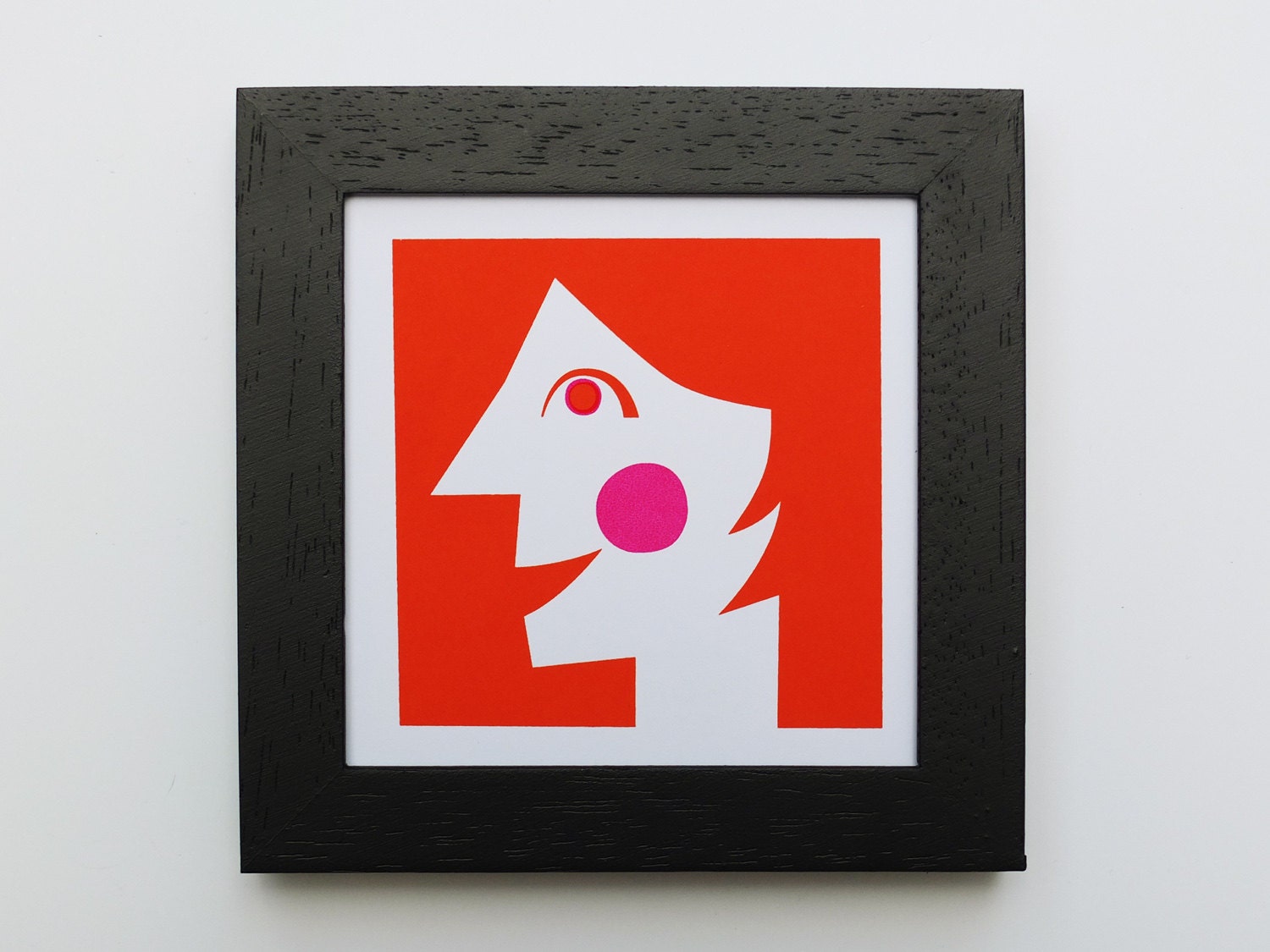Framed Screen Print, Girl, 9x9 cm