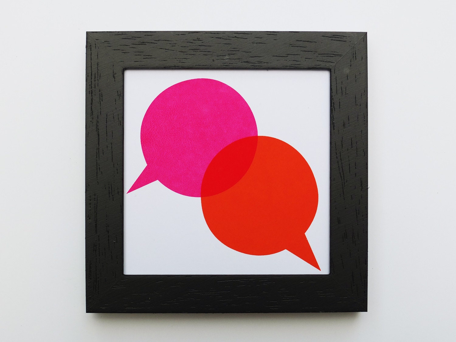Framed Screen Print, Speech Bubbles, 9x9 cm