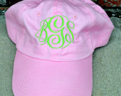 LIGHT PINK Monogrammed Baseball Cap Hat - Bridesmaid Gift - Sorority - Greek - Bridal Shower