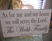 Religious Signs,  Personalized Family Name Sign, Joshua 24:15. Housewarming gift, Easter