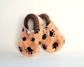 Paws Flannel Bison Booties Buffalo Size 6 to 12 Months baby newborn Size 2-3 Ready to Ship woodland natural dogs bears animals paw prints