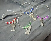 Mixed Drinks Wine Charm Set of Four Wine Glass Markers - Handmade by Rewondered D643W-00003