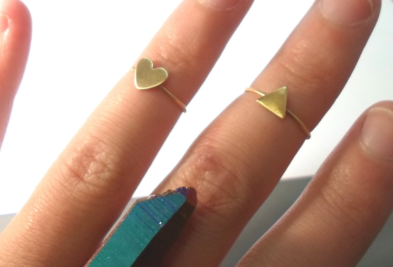 Triangle Knuckle Ring -Layering Above the knuckle Gold Brass Stacking Ring