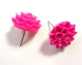 Hot Pink Chrysanthemum Post Earrings - Glamour365