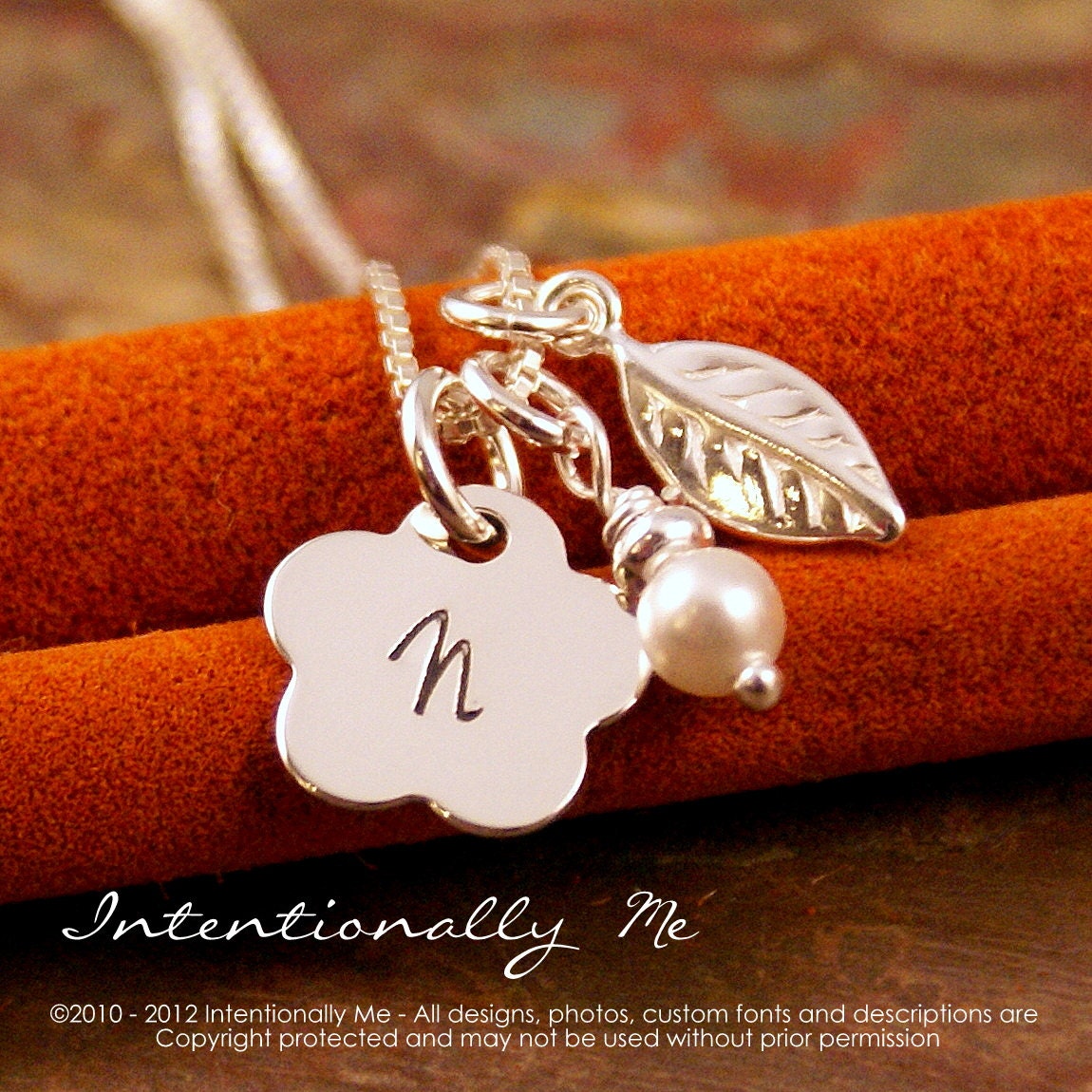 Personalized Necklace - Hand Stamped Jewelry - Sterling Silver Tiny Flower Initial Tag - Flower Girl Necklace