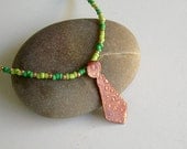 Green Etched Copper Polka Dot Necktie Necklace